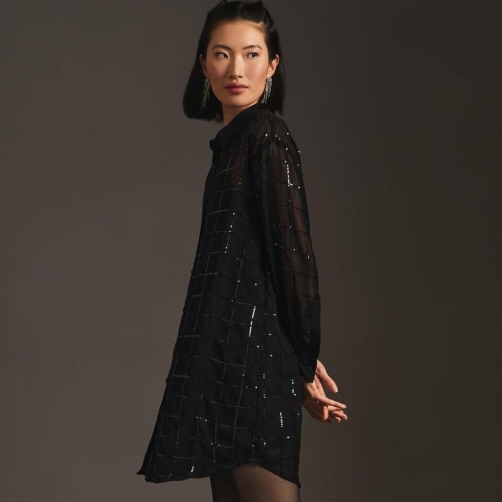Anthropologie Rinku Dalamal Sequin Shirt Dress
